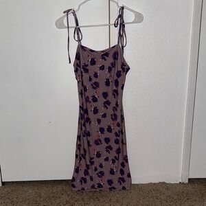 Chic Purple Floral Dress with Tie Straps